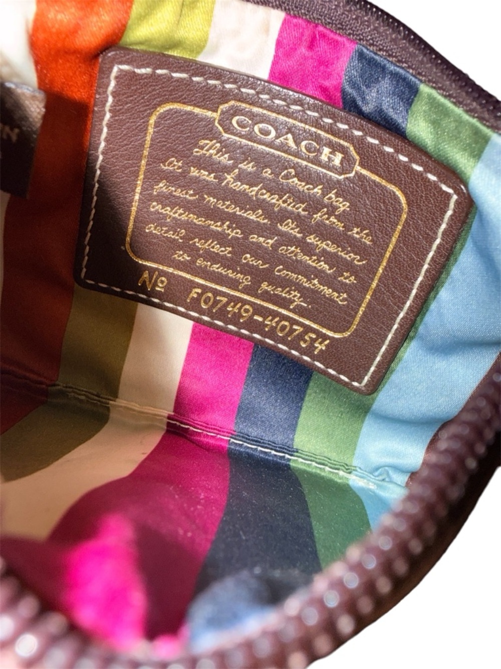 Coach Signature Brown Canvas 66th Anniversary Double Zip Wristlet - Picture 4 of 5